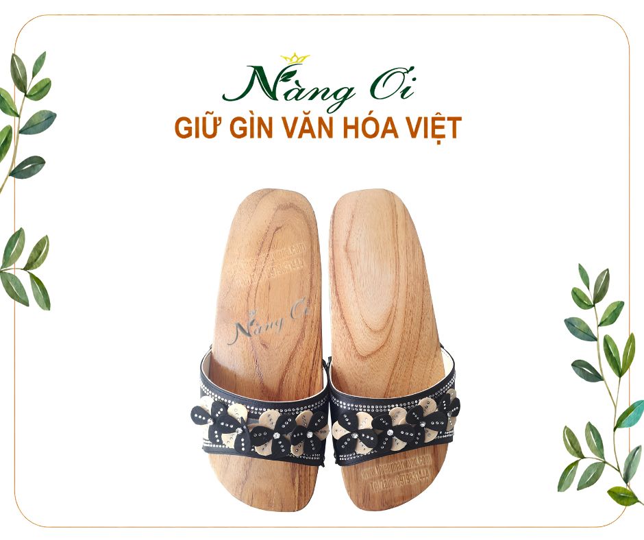 guốc gỗ truyền thống Việt co 3cm làm từ gỗ tự nhiên